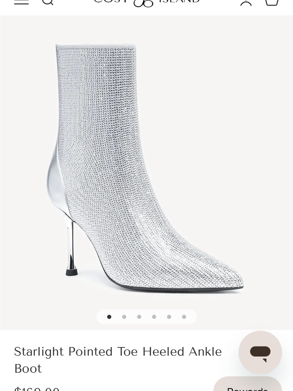 Silver Crystal-Embellished Pointed Toe Heeled Ankle Boot